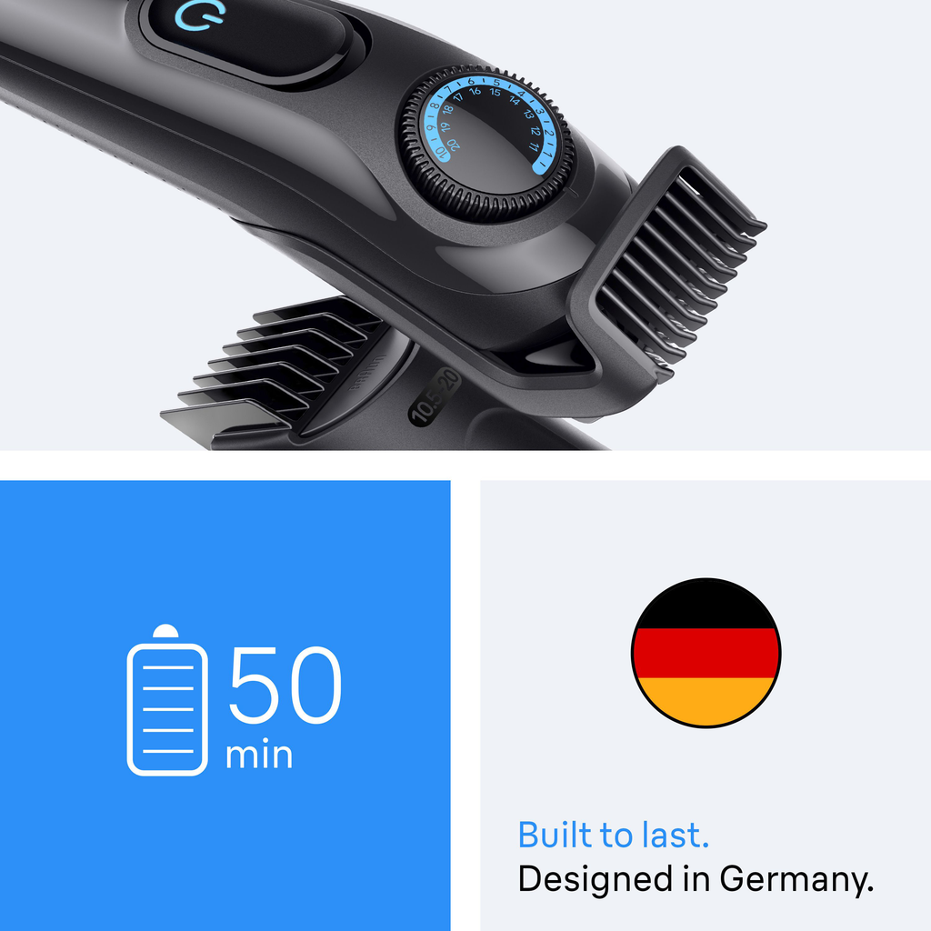 Braun Series 3 Beard Trimmer BT3520 Cordless/Corded Black/Blue 3 Attachments