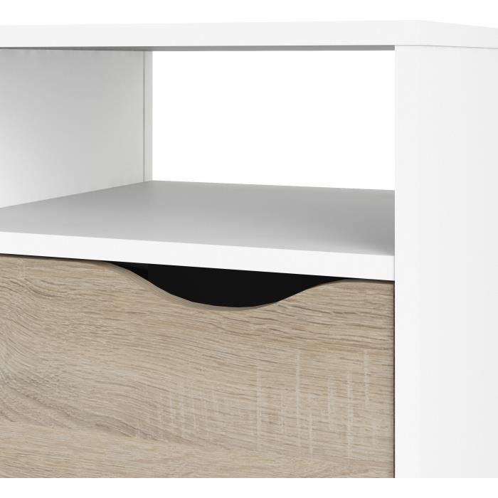 TV Stand - 4 Shelves, 2 Drawers - White/Oak - 117.2 x 39.1 x 57.4 cm ARO