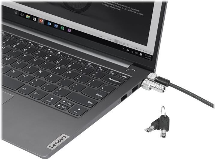 Lenovo Kensington NanoSaver MasterKey Cable Lock - Sicherheitskabelschloss - Schwarz - 1,8m - für ThinkCentre M75t Gen 2, ThinkPad L13 Yoga Gen 3, T14s Gen 3, X13 Gen 3 (4XE1B81917)