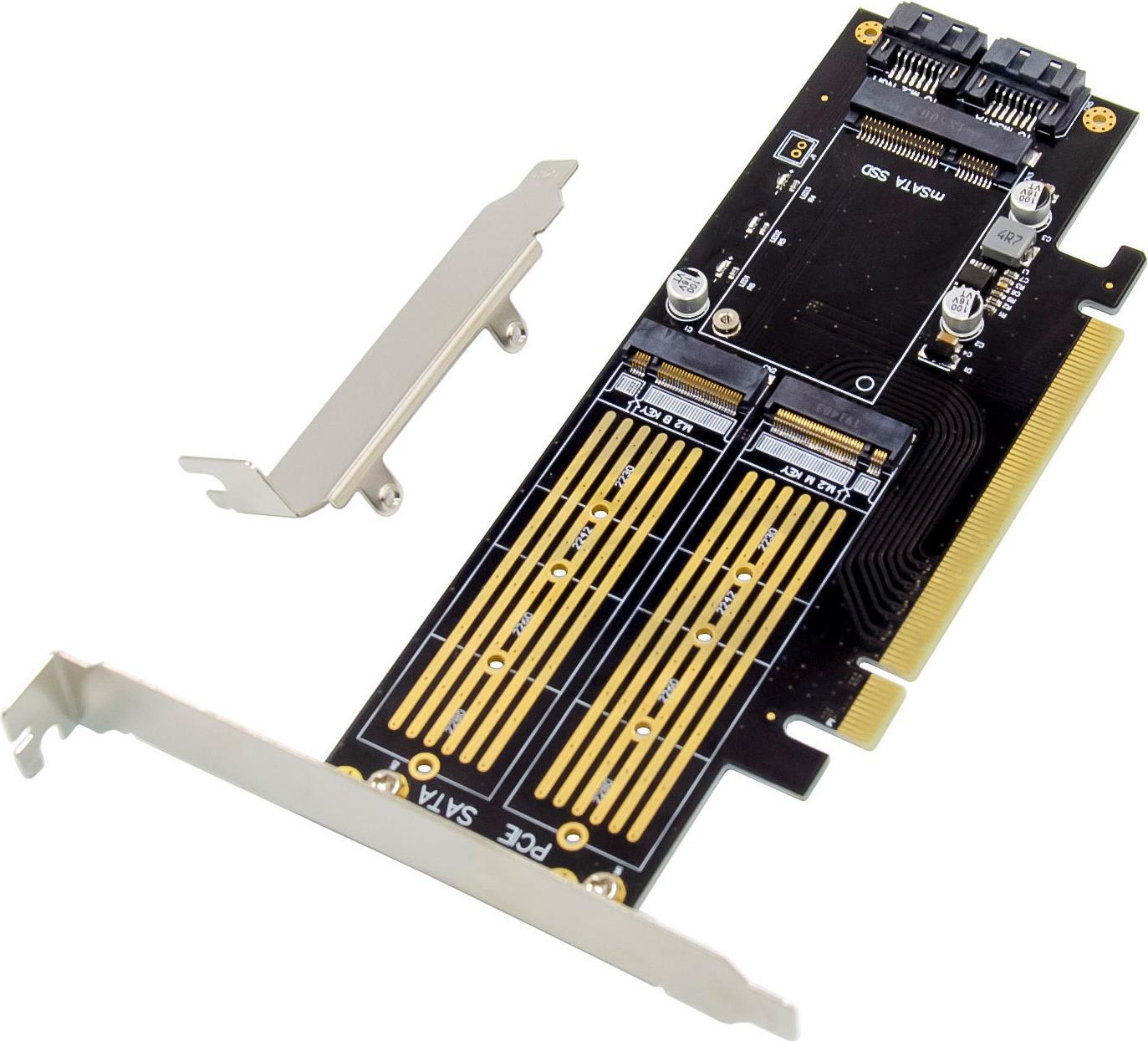 InLine PCIe Card x16 to 2x M.2 1x mSATA for Internal Storage Expansion (76660T)