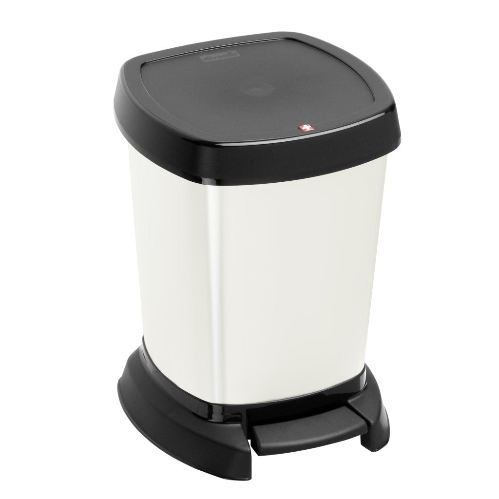 Rotho Step Pedal Bin 6 L White - Rust Resistant - Hands-Free Operation