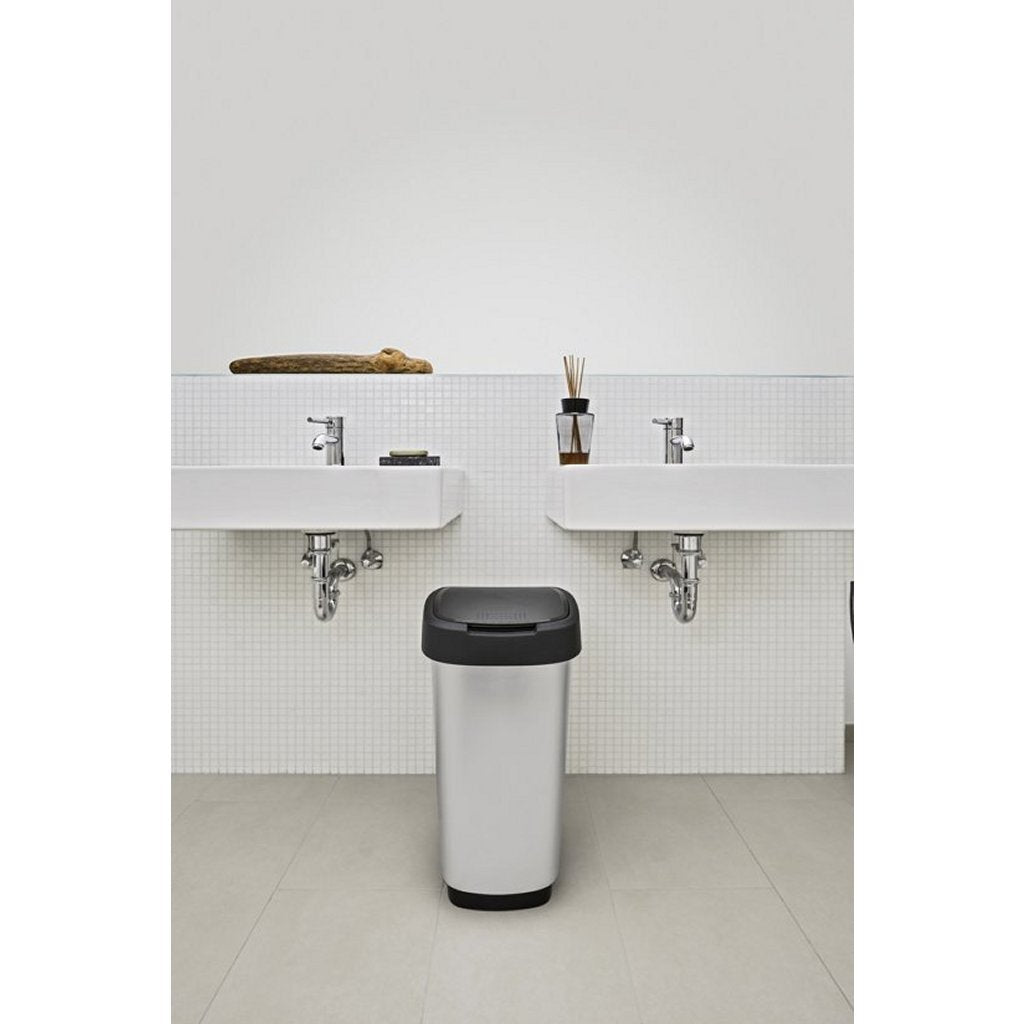Rotho Twist Waste Bin 25 L Silver/Metallic