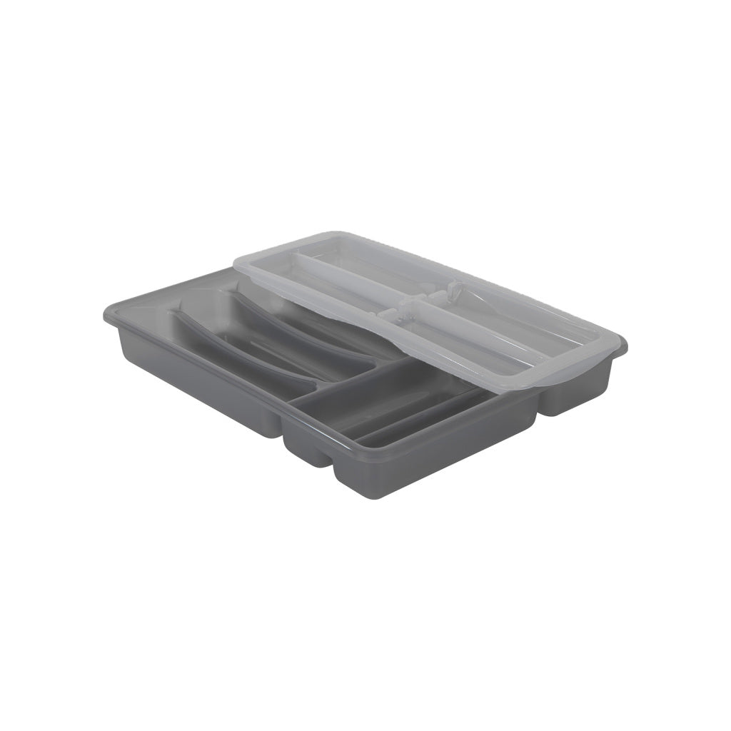 Rotho Basic Cutlery Tray 6 Compartments Variable Anthracite 39 x 32 x 7 cm