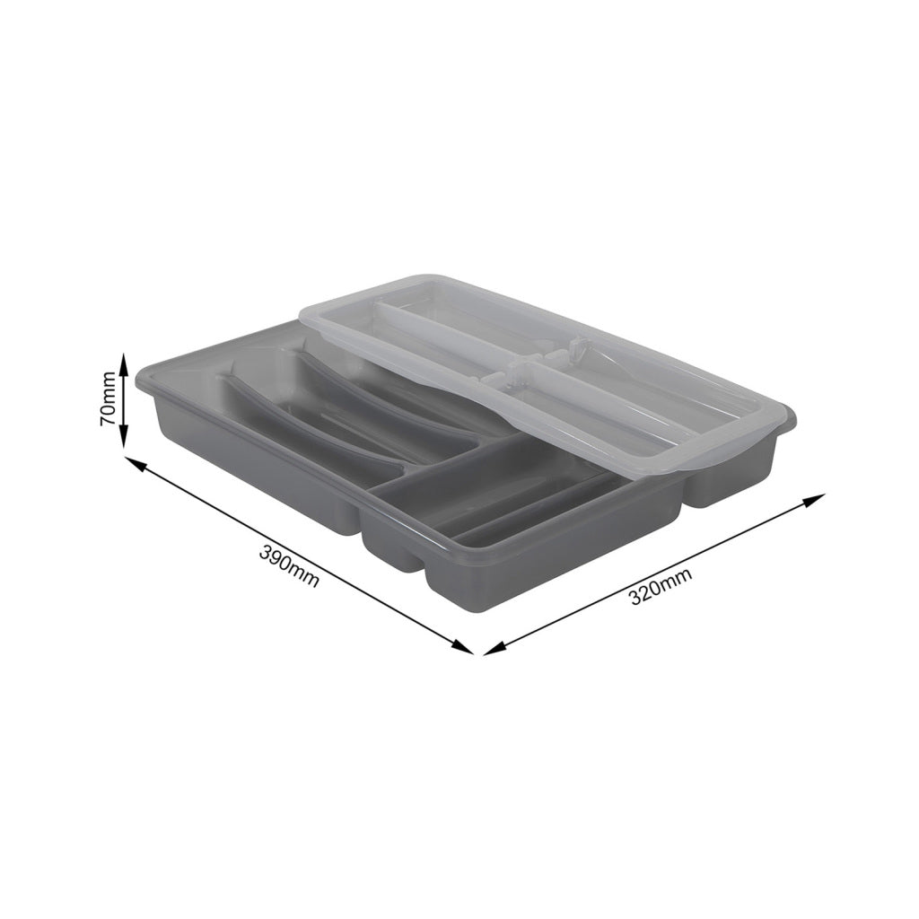 Rotho Basic Cutlery Tray 6 Compartments Variable Anthracite 39 x 32 x 7 cm