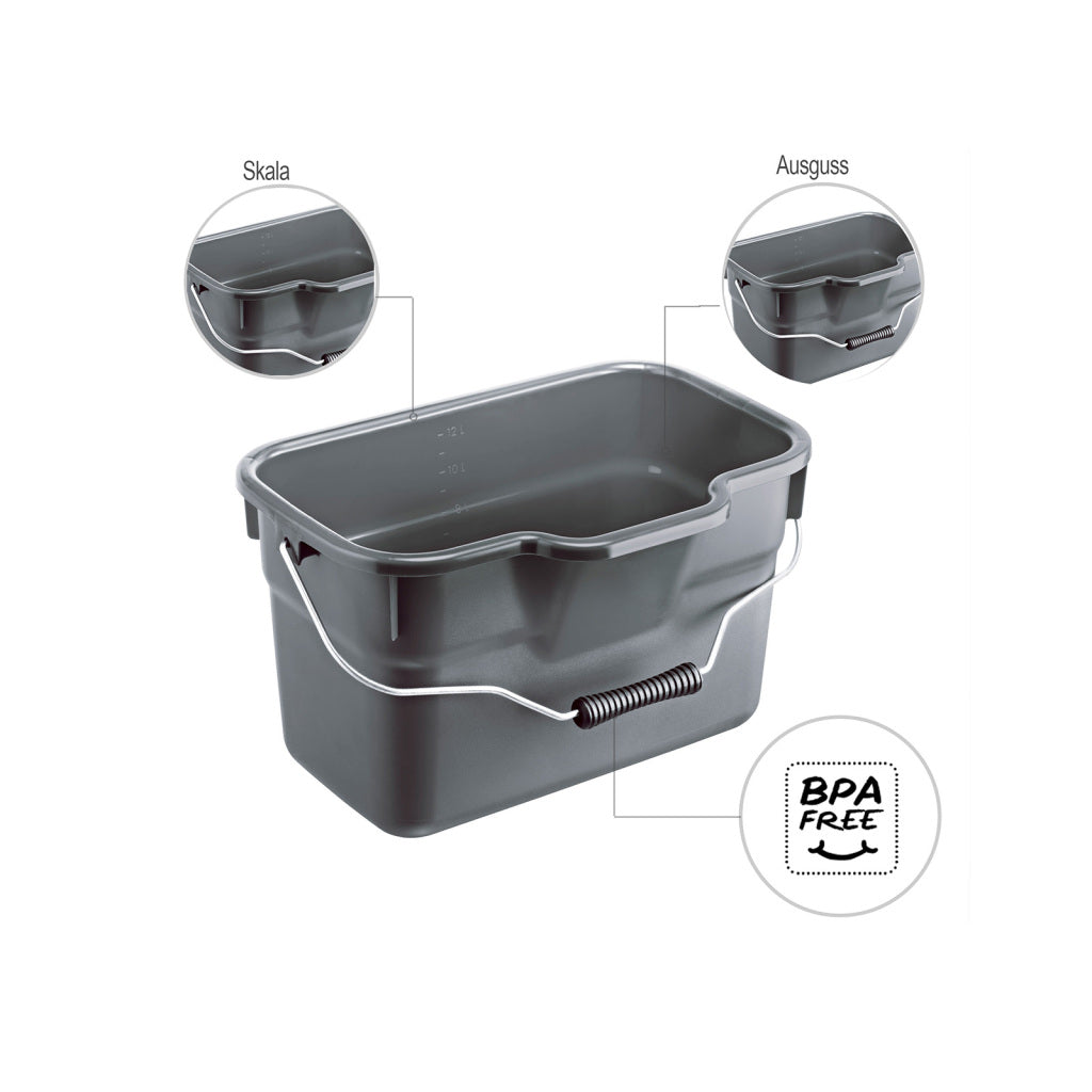 Rotho Basic Rectangular Bucket 12 L Anthracite