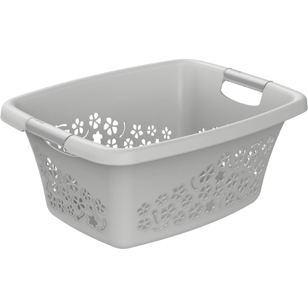 Rotho Flowers Laundry Basket 25 L Cool Grey