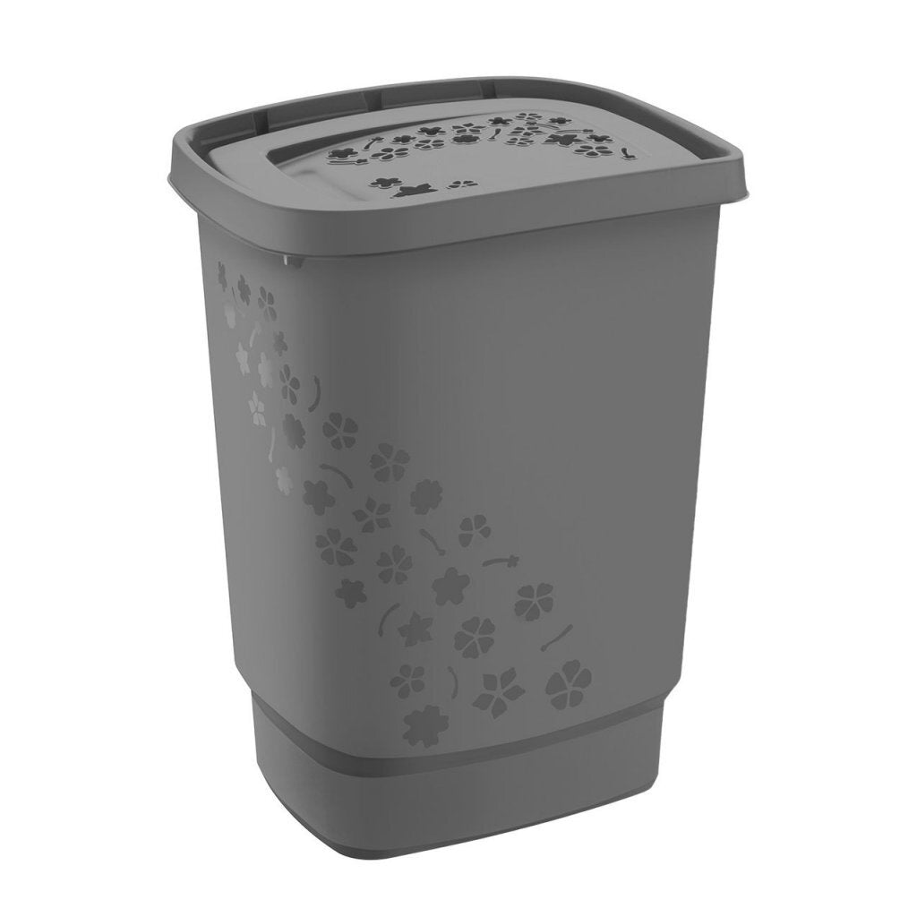 Rotho Flowers Laundry Collector 55 L Anthracite 44.7x34.7x60.5