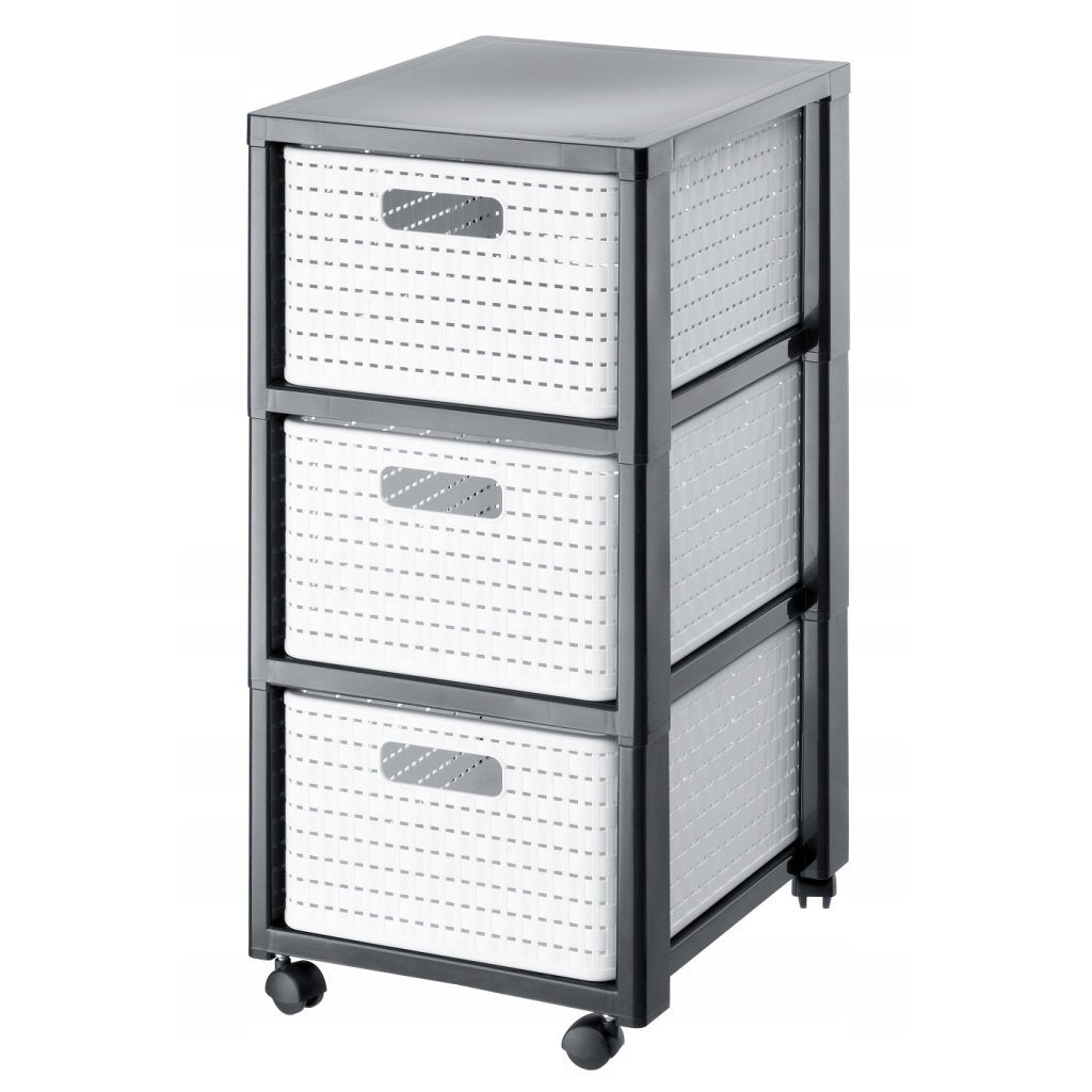 Rotho Country Design Chest of Drawers with Wheels 3x18L White
