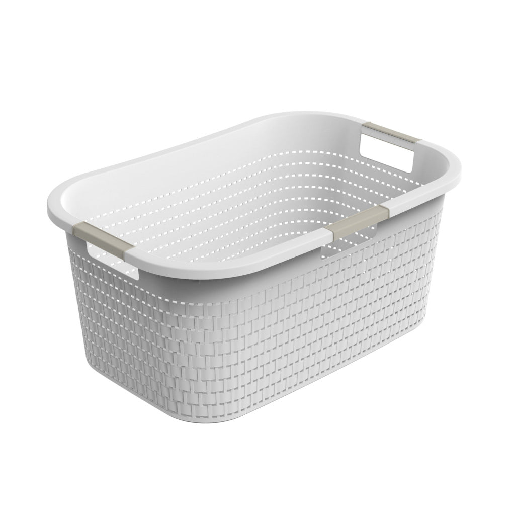 Rotho Country Laundry Basket 40 L White