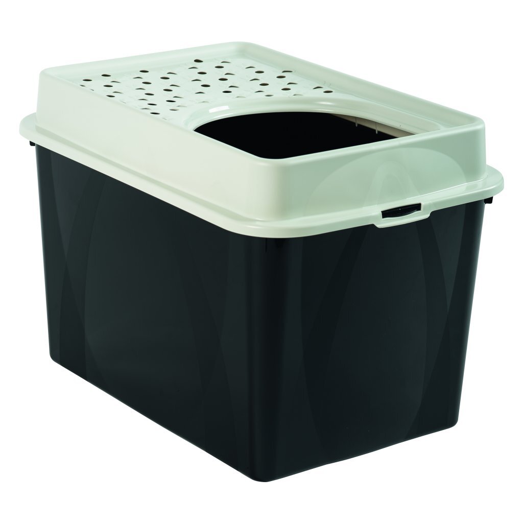 Rotho Eco Berty Cat Litter Box with Top Entrance Black/Sand