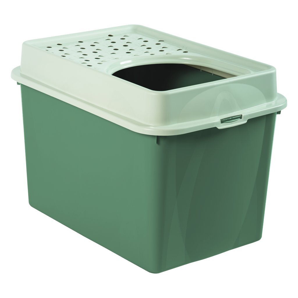 Rotho Eco Berty Cat Litter Box with Top Entrance Green/Sand 57.2 x 39.3 x 40.4 cm