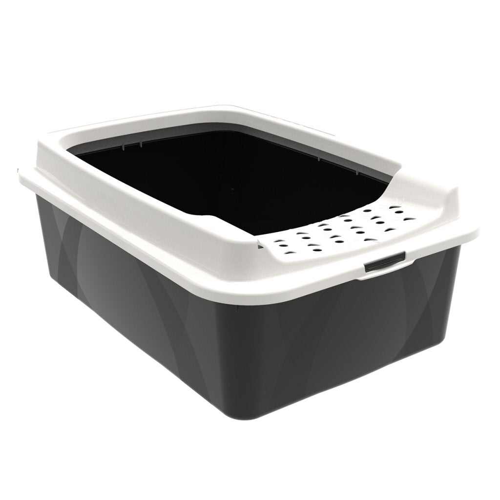Rotho Eco Bonnie Cat Litter Box with Top Entrance M Black/Sand 57.2 x 39.3 x 20.9 cm