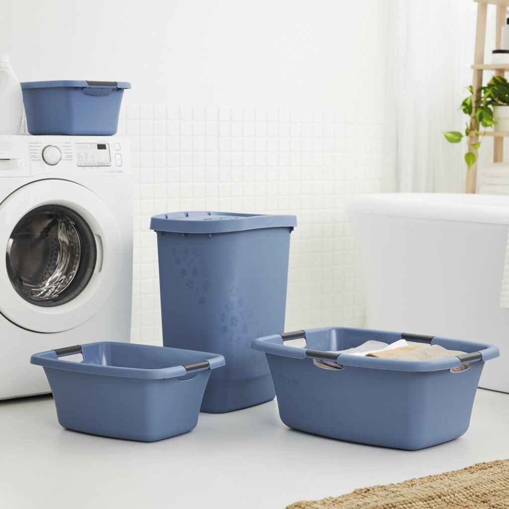 Rotho Flowers Laundry Basket 25 L Horizon Blue