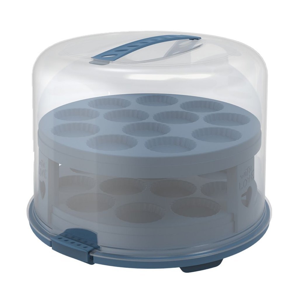 Rotho Fresh Cake Box XL + Cupcake Holders 35.5x34.5x26 cm Horizon Blue/Transparent
