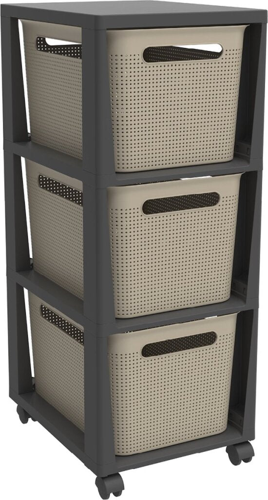 Rotho Tower Brisen Design Chest of Drawers 3x16L with Wheels Cappuccino