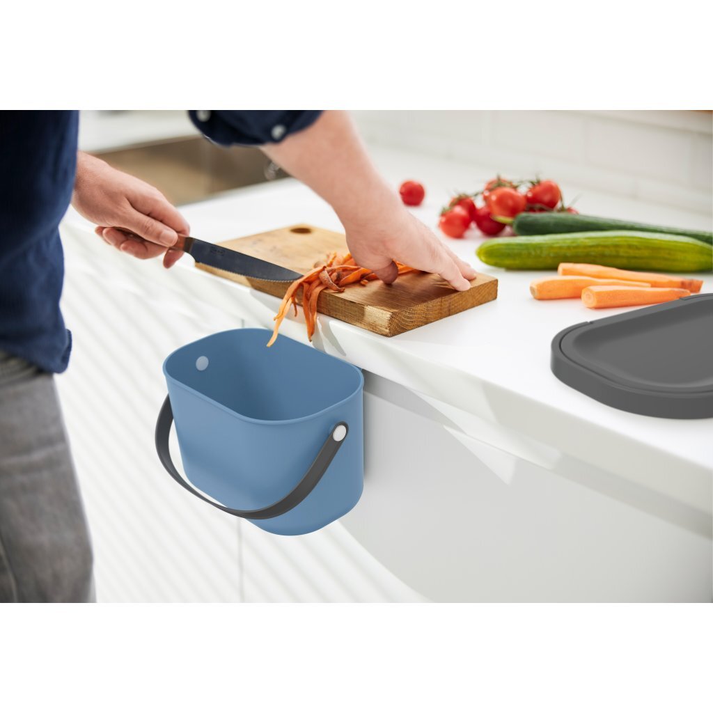 Rotho ALBULA Bio Waste Bin 3.2 L Blue - Kitchen Compost Bin