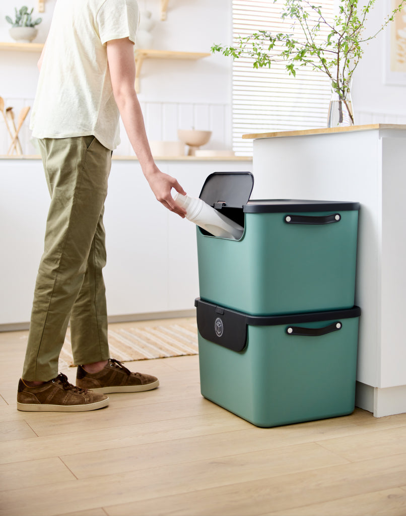 Rotho ALBULA Waste Separator 55 L Mistletoe Green 40.5x48.9x34 cm