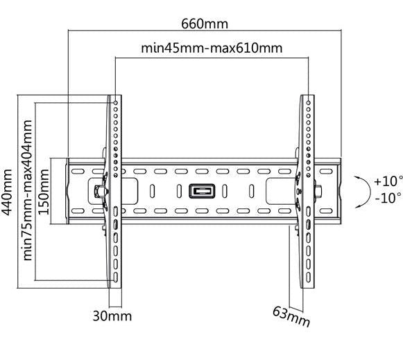 VALUE - Wandhalterung für LCD-/Plasmafernseher - Schwarz - Bildschirmgröße: 81 - 152 cm (32" - 152,40cm (60")) (17.99.1218) afbeelding 1