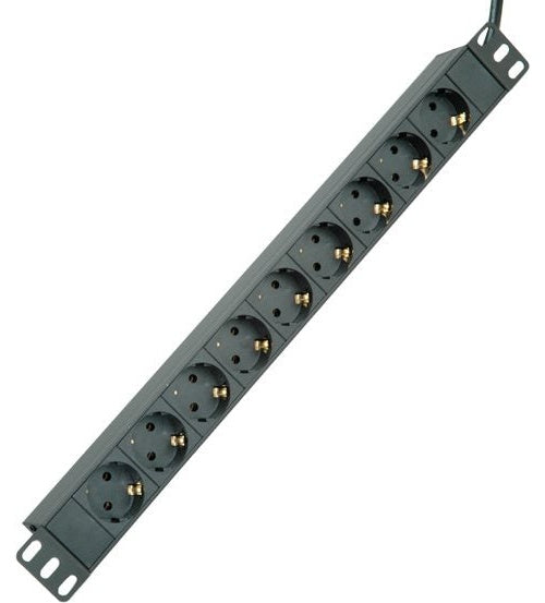 ROLINE - Steckdosenleiste (Rack - einbaufähig) - 250 V - 3600 Watt - Ausgangsbuchsen: 9 - 1U - 48.3 cm (19") - 2 m - Schwarz (19.07.1621) afbeelding 1