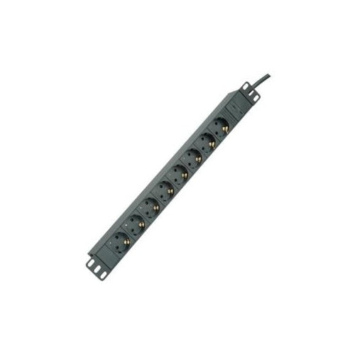 Roline - Steckdosenleiste (Rack - einbaufähig) - 250 V - 2300 Watt - Eingabe, Eingang IEC 60320 C14 - Ausgangsanschlüsse: 8 - 1U - 48.3 cm (19") - 2 m - Schwarz afbeelding 1