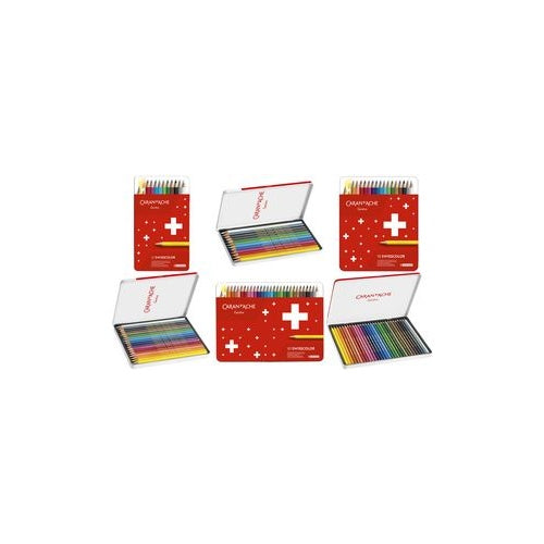 CARAN D'ACHE Buntstifte Swisscolor, 30er Metalletui wasserfeste Farbstifte, aus Zedernholz, hexagonaler Schaft, - 1 Stück (1284.730) afbeelding 1