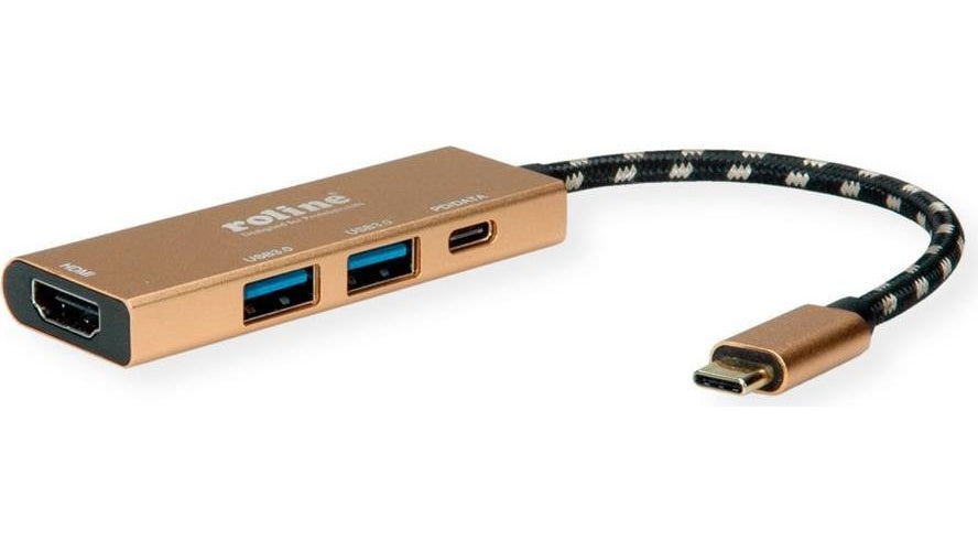 ROLINE 12.02.1119 Notebook-Dockingstation & Portreplikator Verkabelt USB 3.2 Gen 2 (3.1 Gen 2) Type-C Gold (12.02.1119) afbeelding 1