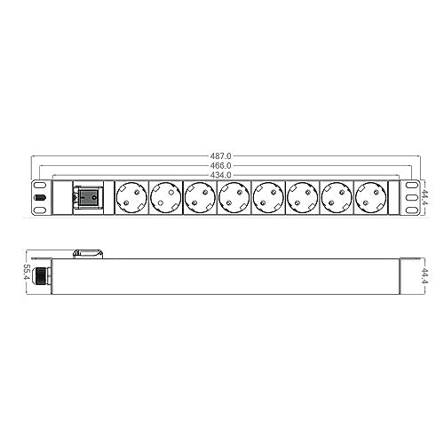 ROLINE 48,30cm (19")-Steckdosenleiste 8fach mit Schalter beleuchtet 1.8m schwarz - Steckdosenleiste - 1,8 m - Rack-Modul (19.07.1619) afbeelding 3
