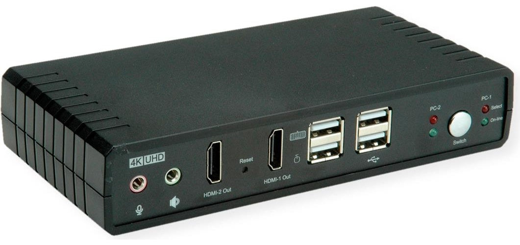 ROLINE KVM Switch Dual Head 1U-2PCs HDMI 4K60 - KVM-Umschalter (14.01.3047) afbeelding 1