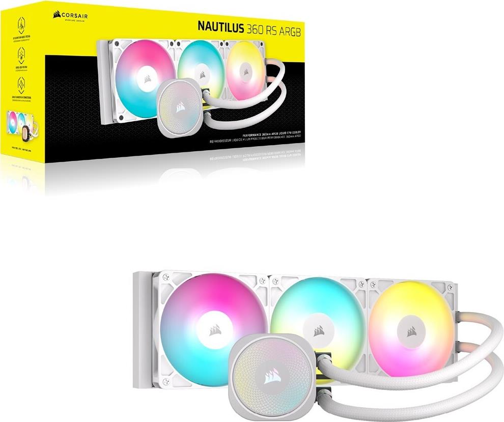 CORSAIR Nautilus 360 RS ARGB - Liquid CPU Cooler - 360 mm - Copper - White (CW-9060095-WW)
