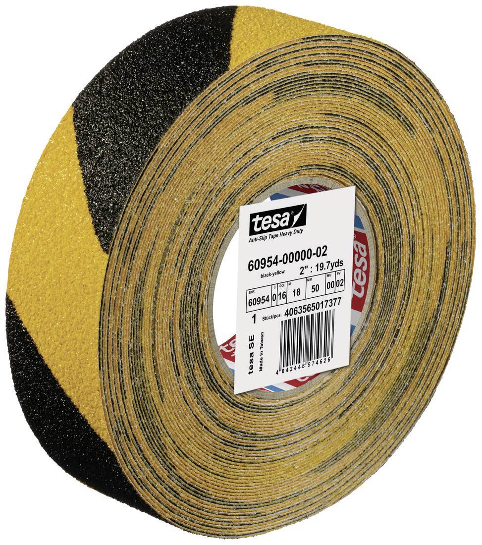 tesa ANTI-SLIP Tape Black/Yellow 18 m x 50 mm Heavy Duty (60954-00000-02)