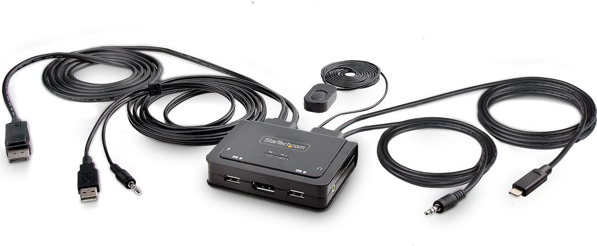 StarTech.com C2-D46-UAC-CBL-KVM - 2-Port Hybrid USB-C DisplayPort Cable KVM Switch - 4K 60Hz - Compact Design