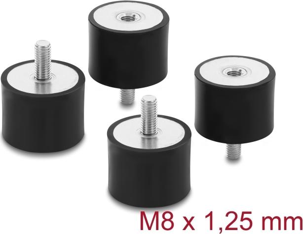Delock Vibrationsdämpfer M8 x 1.25 mm, D 40 x H 30 mm, 4 pieces, black