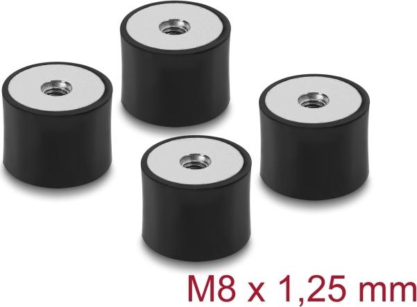 Delock Vibrationsdämpfer M8 x 1.25 mm, D 40 x H 30 mm, 4 pieces, black