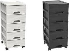 EDA Drawer Tower STONE A4 5 Drawers Black - Storage Box 010330 NO