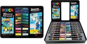 POSCA Pigment Marker "MANGA HERO" 20-Piece Metal Box - 6 x PC1MC, 7 x PC3M, 7 x PC5M - M POSCA/20019
