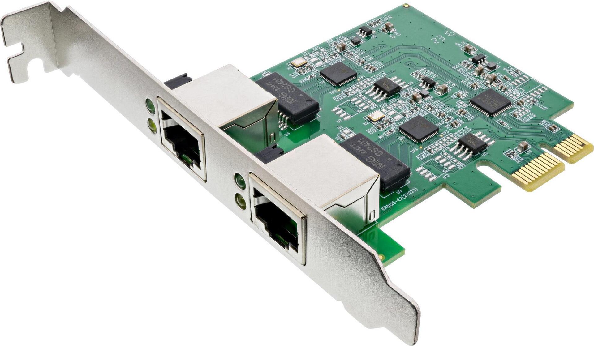 InLine Dual Gigabit Network Card - 2x RJ45 2.5GBit/s PCIe x1 - Network Card - 2,500 Mbps (51126A)