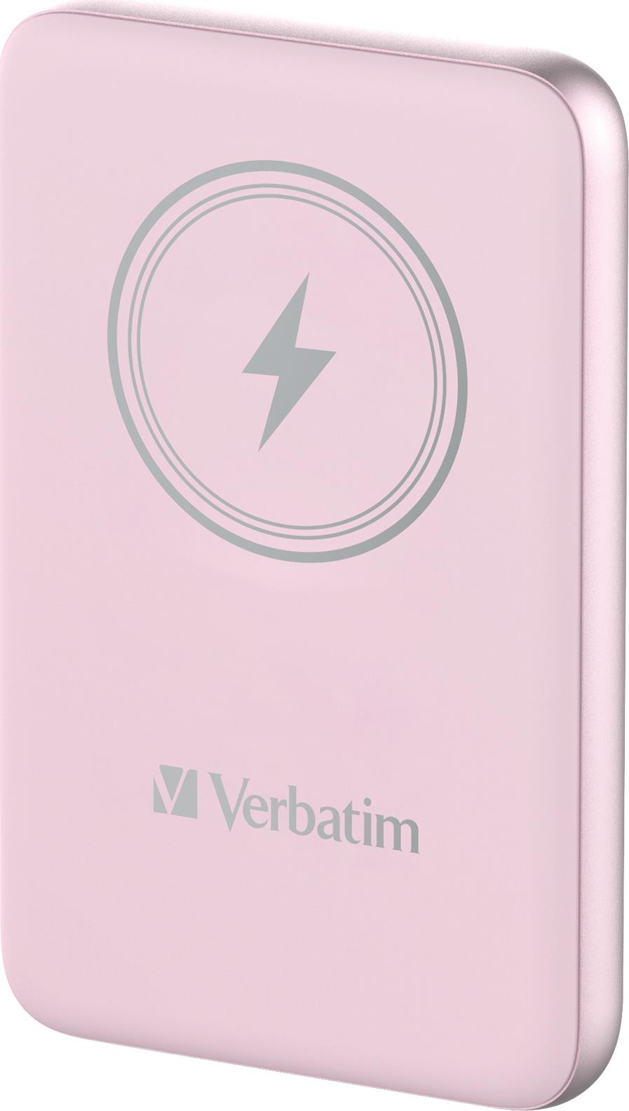 Verbatim Charge n Go Inductive Power Bank 10000mAh Magnetic Wireless Pink 24-Pin