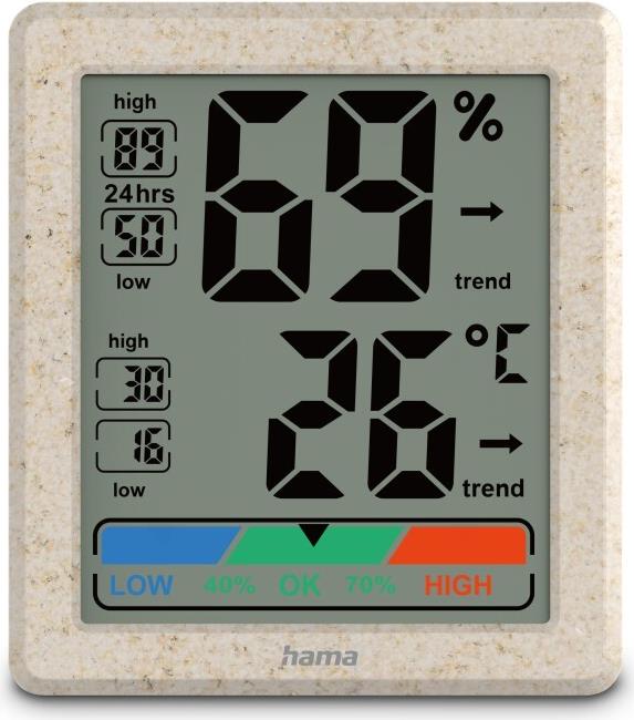 Hama Ponza Digital Thermometer and Hygrometer Indoor Beige