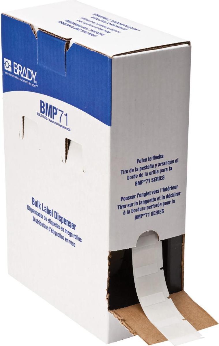 Brady BM-19-427 Vinyl Self-Laminating Labels - White/Transparent, Matte, 25.40 x 9.53 mm