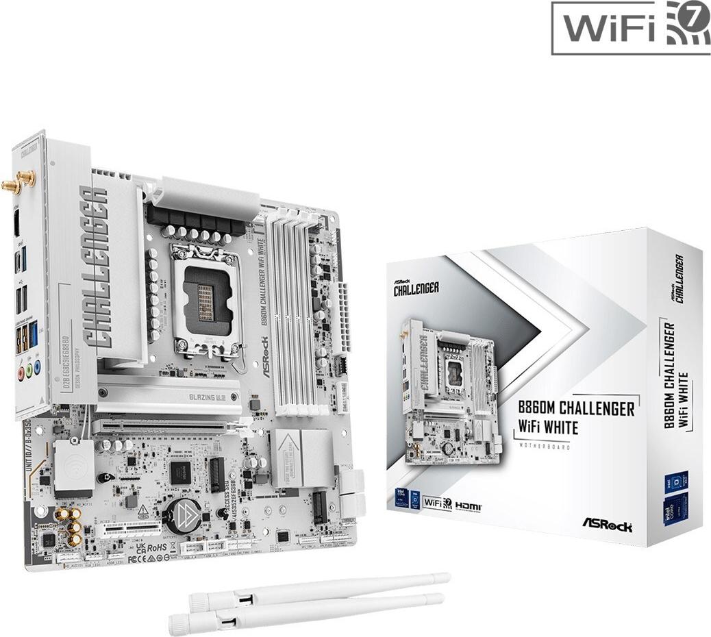 Asrock B860M CHALLENGER WIFI WHITE Motherboard - Supports Intel Core Ultra (Series 2)