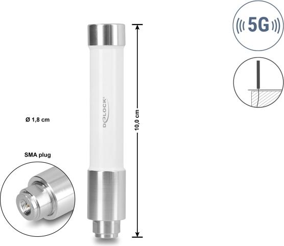 Delock 5 G Antenna SMA Connector 3 dBi Outdoor White 10 cm 60765