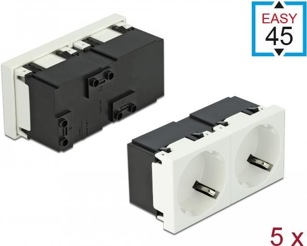 Delock Easy 45 - Socket Mechanism - 2P - Type F - 2 Sockets - 16 A - AC 250 V - White