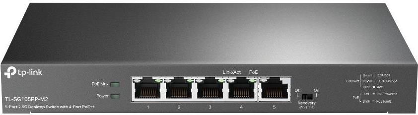 TP-LINK 5-Port 2.5 G Desktop Switch with 4-Port PoE++ (SG105PP-M2)