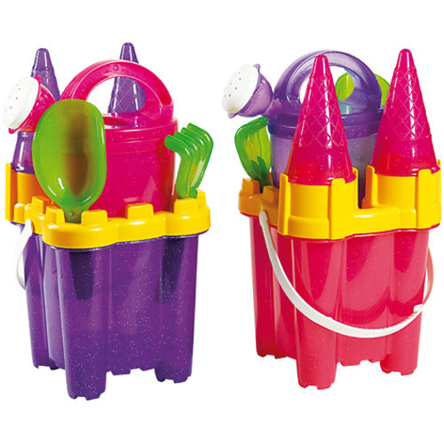 Castle Bucket Set with Glitters 7 Pieces - 16 cm 7-piece