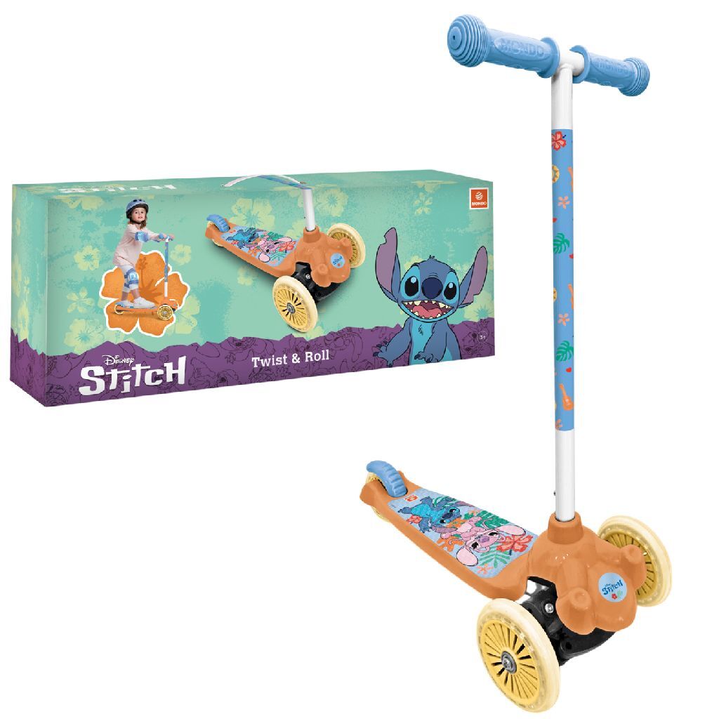 Disney Stitch Twist & Roll Scooter 3-Wheel with Non-Slip Handles and Rear Brake