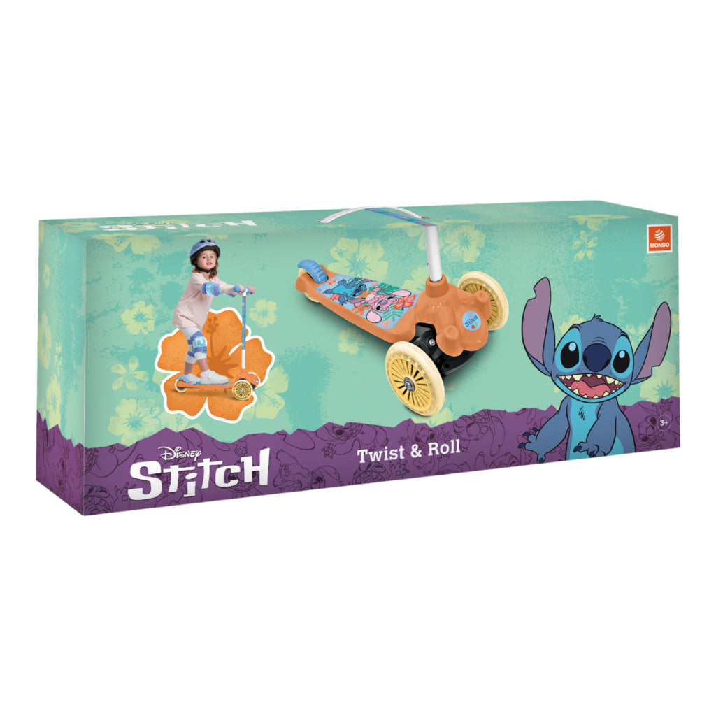 Disney Stitch Twist & Roll Scooter 3-Wheel with Non-Slip Handles and Rear Brake