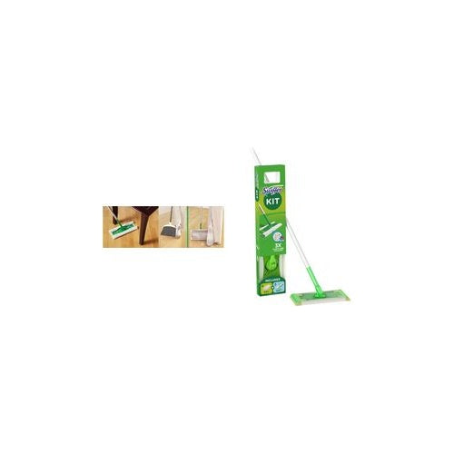 Swiffer Starter-Set Bodenwischer, Trocken-/Nass-Wischtücher Stab mit flexiblen Drehkopf, Set bestehend aus: - 1 Stück (8001090630612) afbeelding 1