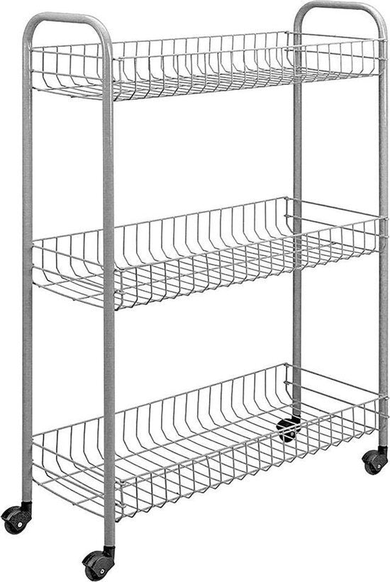 Metaltex Bathroom/Kitchen Trolley Slim 84x56cm Steel Silver