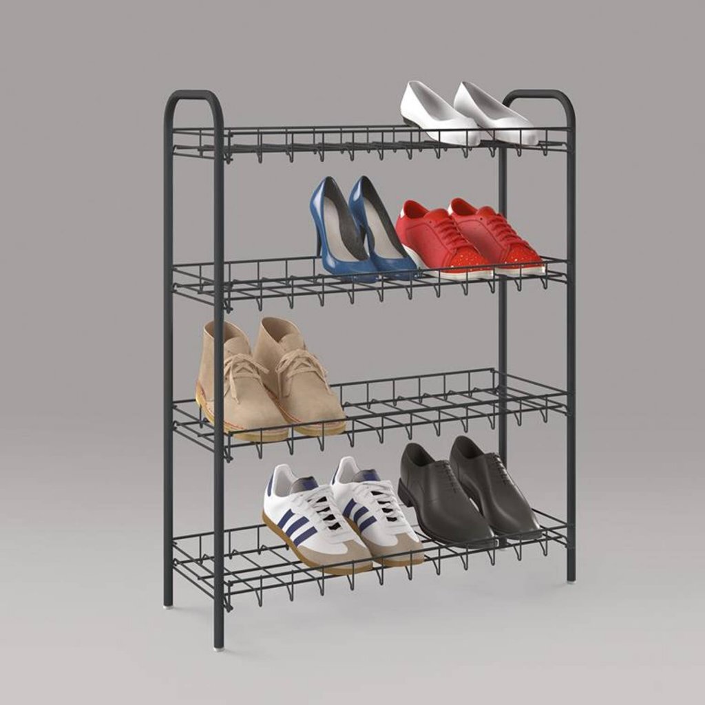 Metaltex 4-Shelf Shoe Rack 64x23x80.5 cm Black