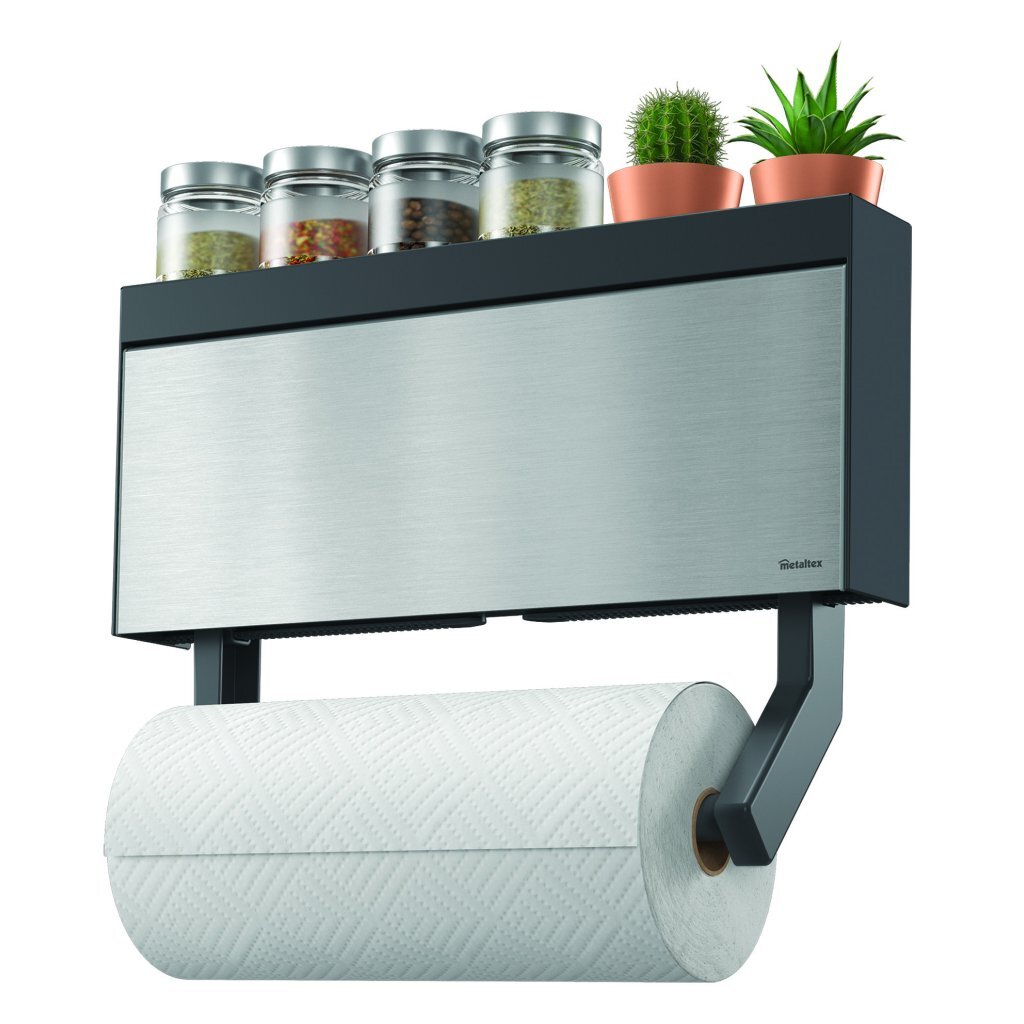 Metaltex Kitchen Helpers Tango Kitchen Roll Holder - Stainless Steel/Grey 38x6x17